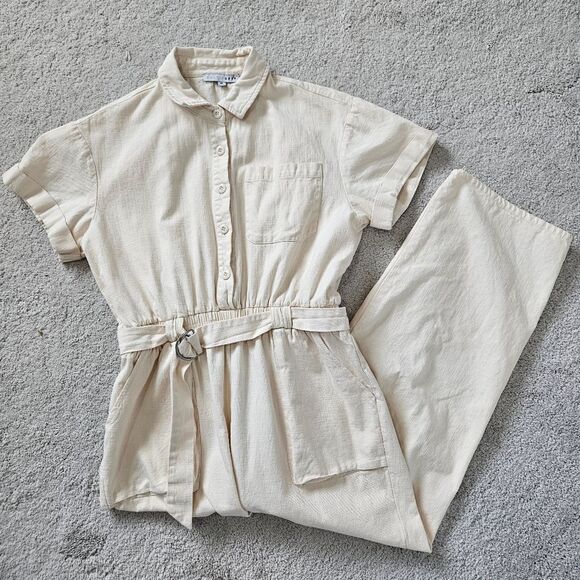 Baltic Born | Newport Utility Cargo Cream Jumpsuit, Womens Medium - Picture 2 of 9
